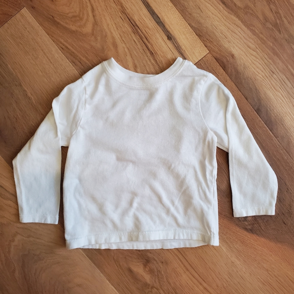 EUC 18M Garanimals White 100% Cotton Long Sleeve T-shirt Baby Boy or Girl Unisex